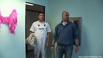 A Dutch Milf With Unconventional Looks Engages In Rough Sex With Two Men
