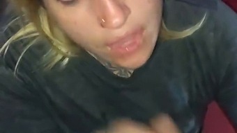 Blonde Bombshell Gives A Deepthroat Facial